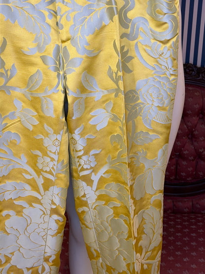 Iris Apfel's Vintage Yellow Silk Brocade Normandy Monroe Pants