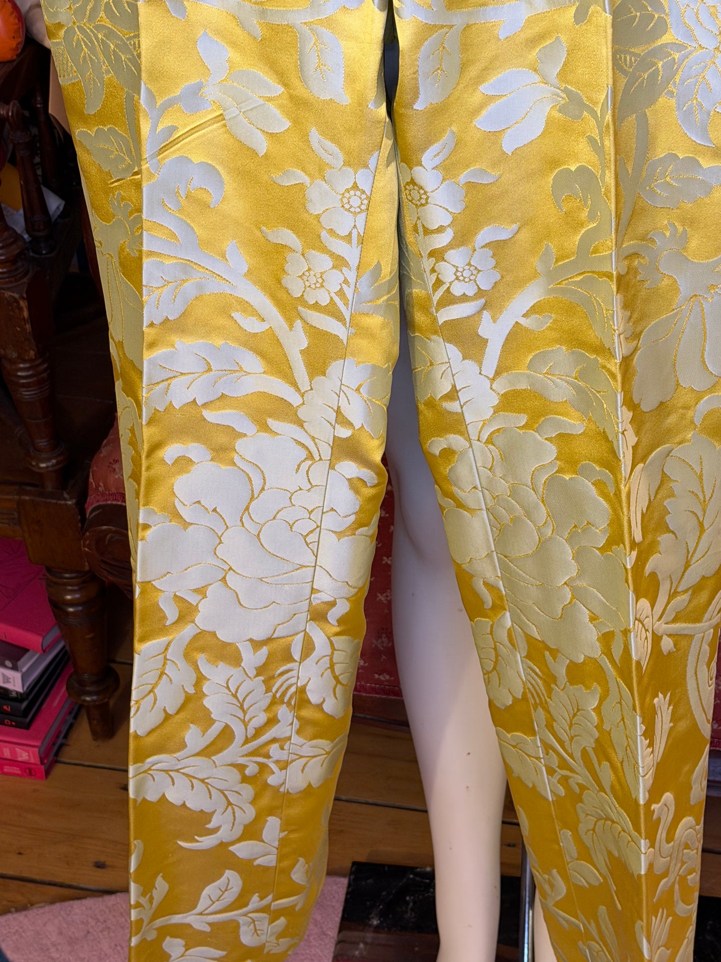 Iris Apfel's Vintage Yellow Silk Brocade Normandy Monroe Pants