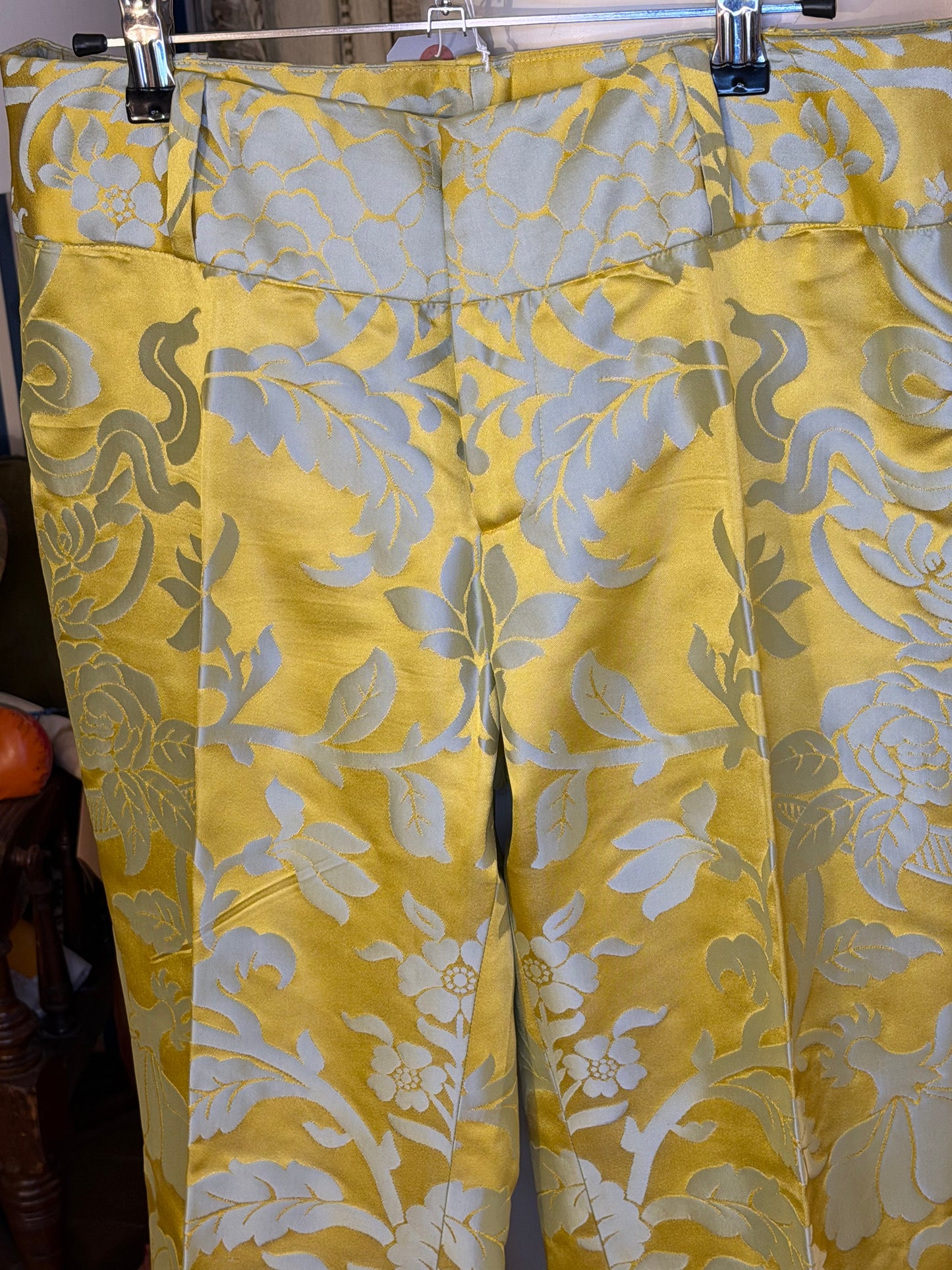 Iris Apfel's Vintage Yellow Silk Brocade Normandy Monroe Pants