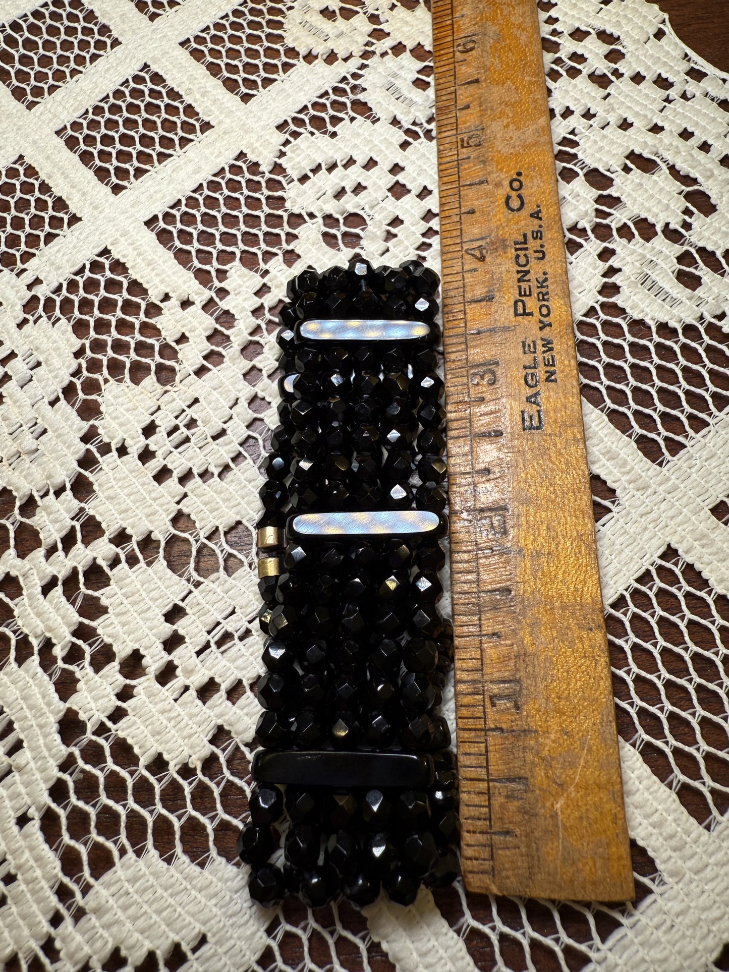 Antique Victorian French Jet Beaded Bracelet