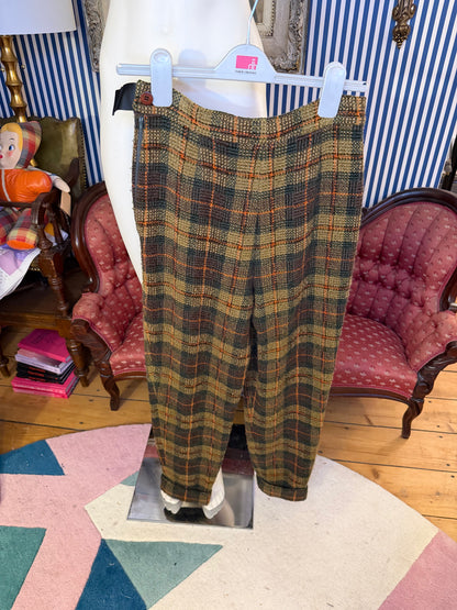 Iris Apfel's Vintage Olive Green Tartan Pants