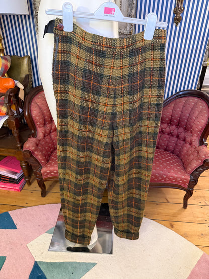Iris Apfel's Vintage Olive Green Tartan Pants