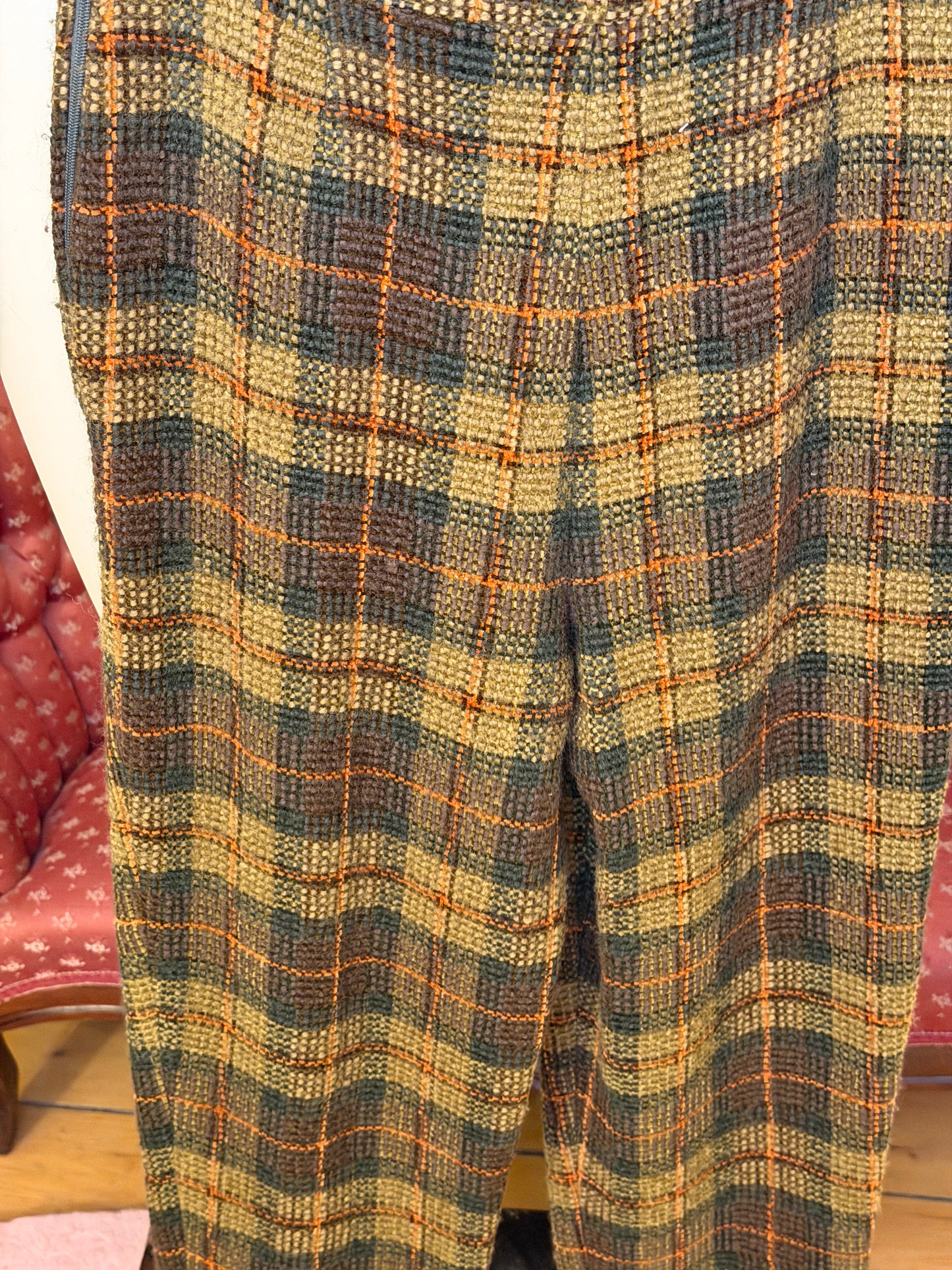 Iris Apfel's Vintage Olive Green Tartan Pants