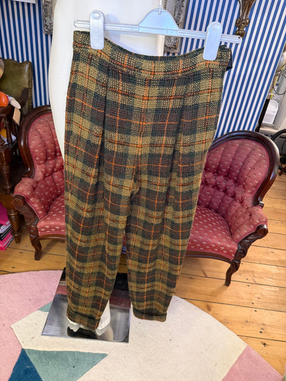Iris Apfel's Vintage Olive Green Tartan Pants