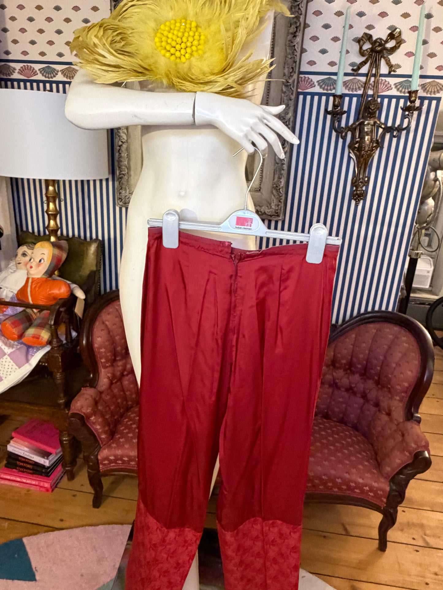 Iris Apfel's Vintage Red Silk Tailored Pants