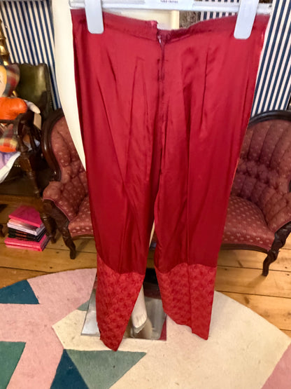 Iris Apfel's Vintage Red Silk Tailored Pants