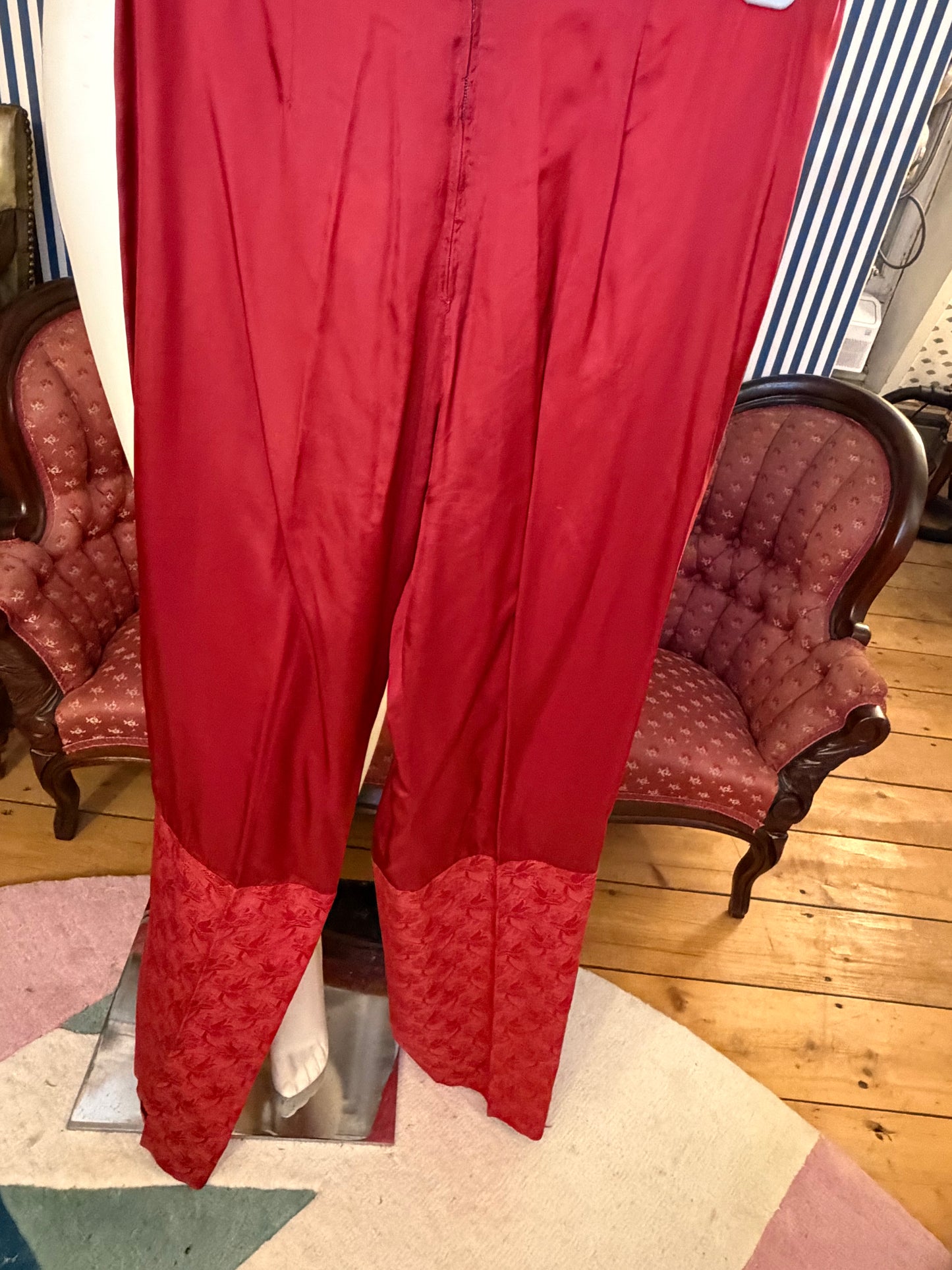 Iris Apfel's Vintage Red Silk Tailored Pants