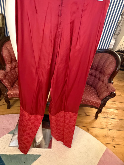 Iris Apfel's Vintage Red Silk Tailored Pants