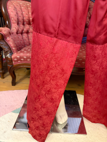 Iris Apfel's Vintage Red Silk Tailored Pants