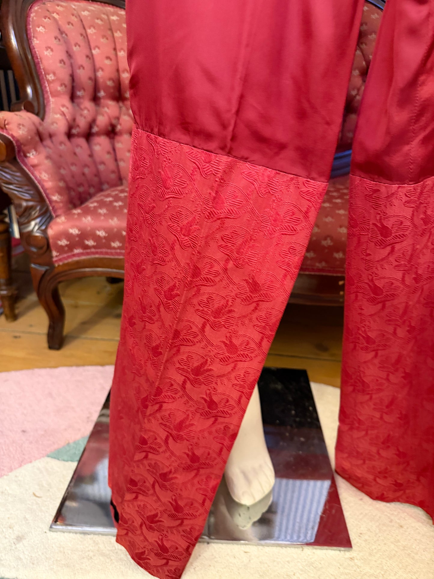 Iris Apfel's Vintage Red Silk Tailored Pants