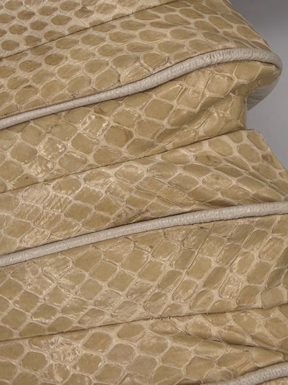 Vintage Cream Snakeskin Clamshell Shoulder Bag