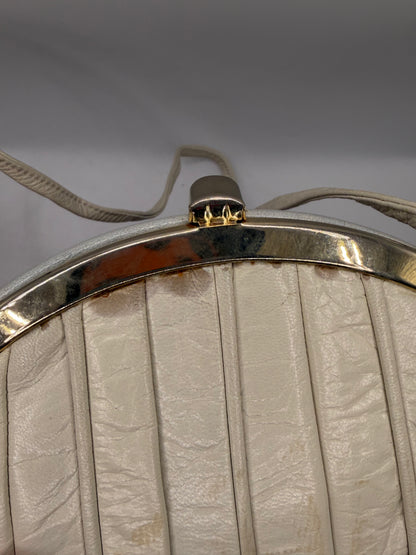 Vintage Cream Snakeskin Clamshell Shoulder Bag