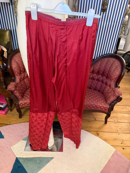 Iris Apfel's Vintage Red Silk Tailored Pants
