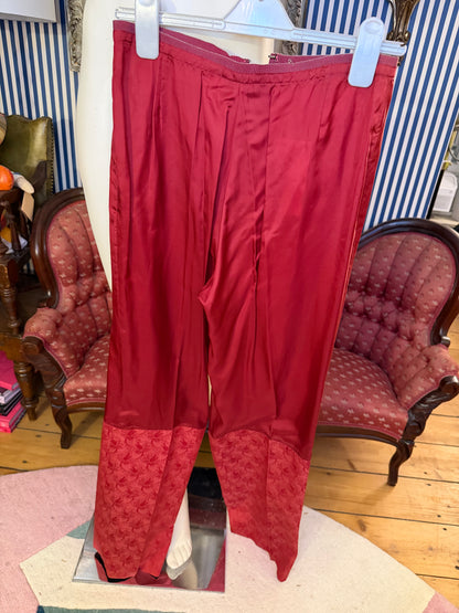 Iris Apfel's Vintage Red Silk Tailored Pants