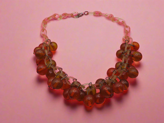 Vintage Celluloid Bakelite Apple Juice Cherry Necklace