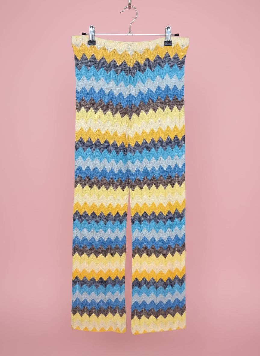 Iris Apfel's Vintage Missoni Knitted Yellow and Blue Pants
