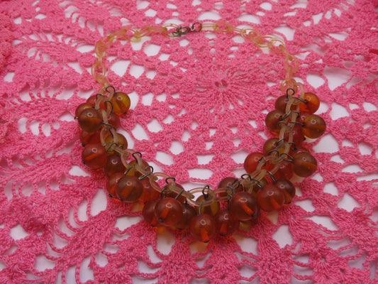 Vintage Celluloid Bakelite Apple Juice Cherry Necklace