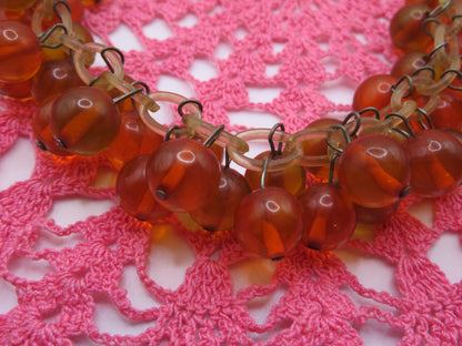 Vintage Celluloid Bakelite Apple Juice Cherry Necklace