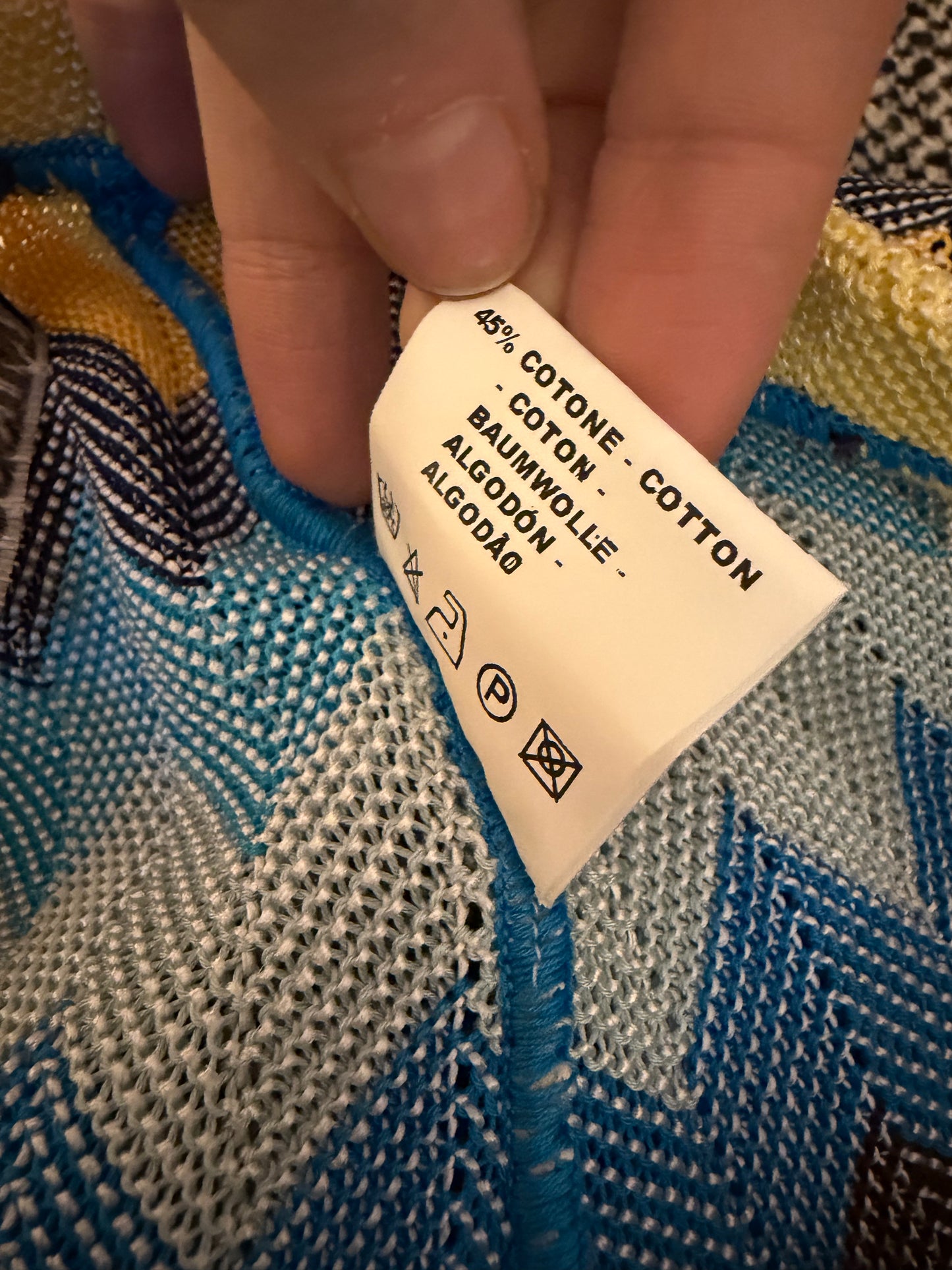 Iris Apfel's Vintage Missoni Knitted Yellow and Blue Pants