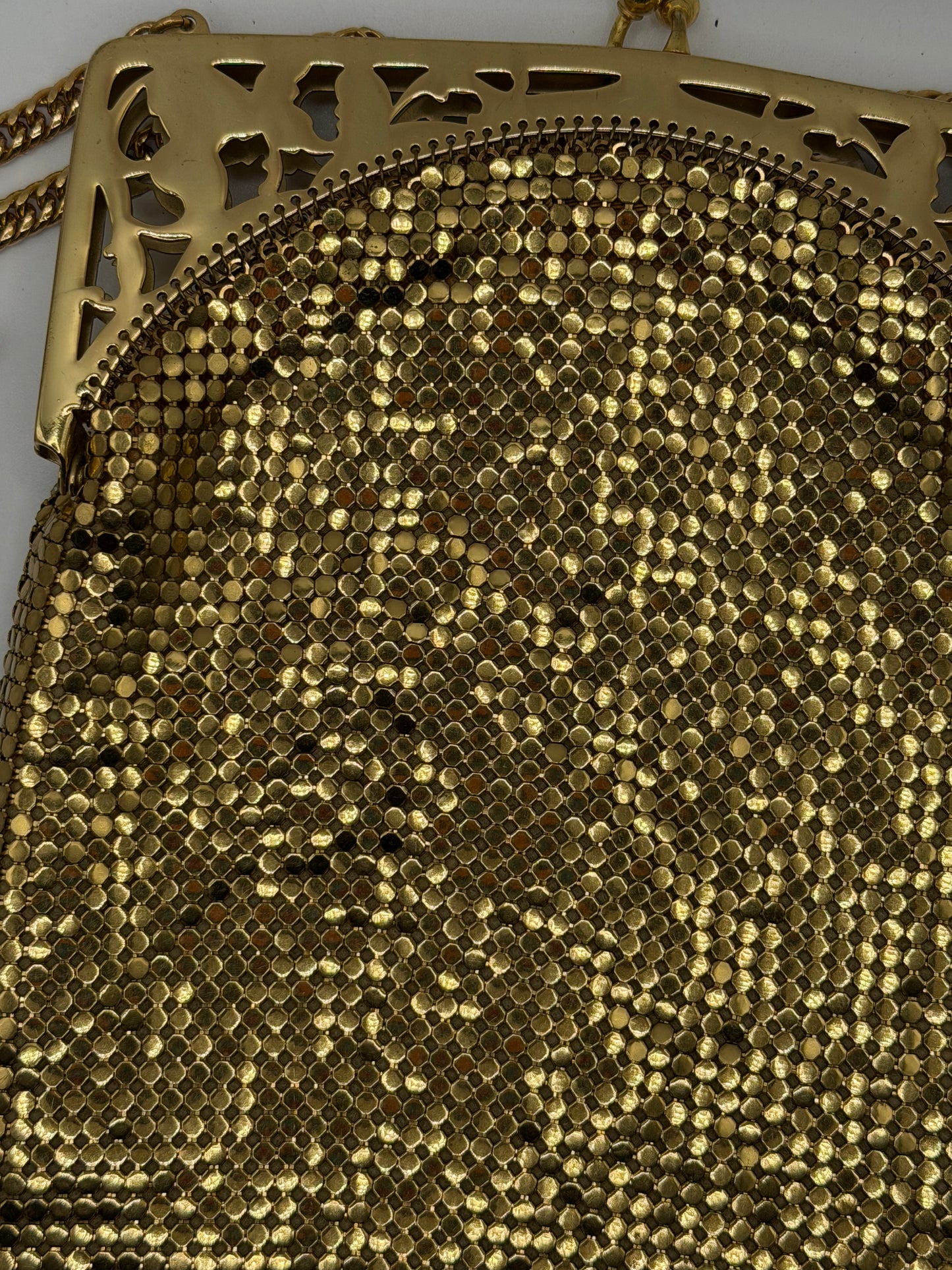Vintage Whiting & Davis Gold Mesh Chainmail Fringe Bag