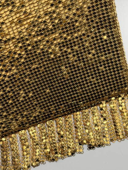 Vintage Whiting & Davis Gold Mesh Chainmail Fringe Bag