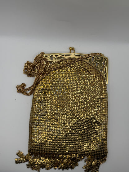 Vintage Whiting & Davis Gold Mesh Chainmail Fringe Bag