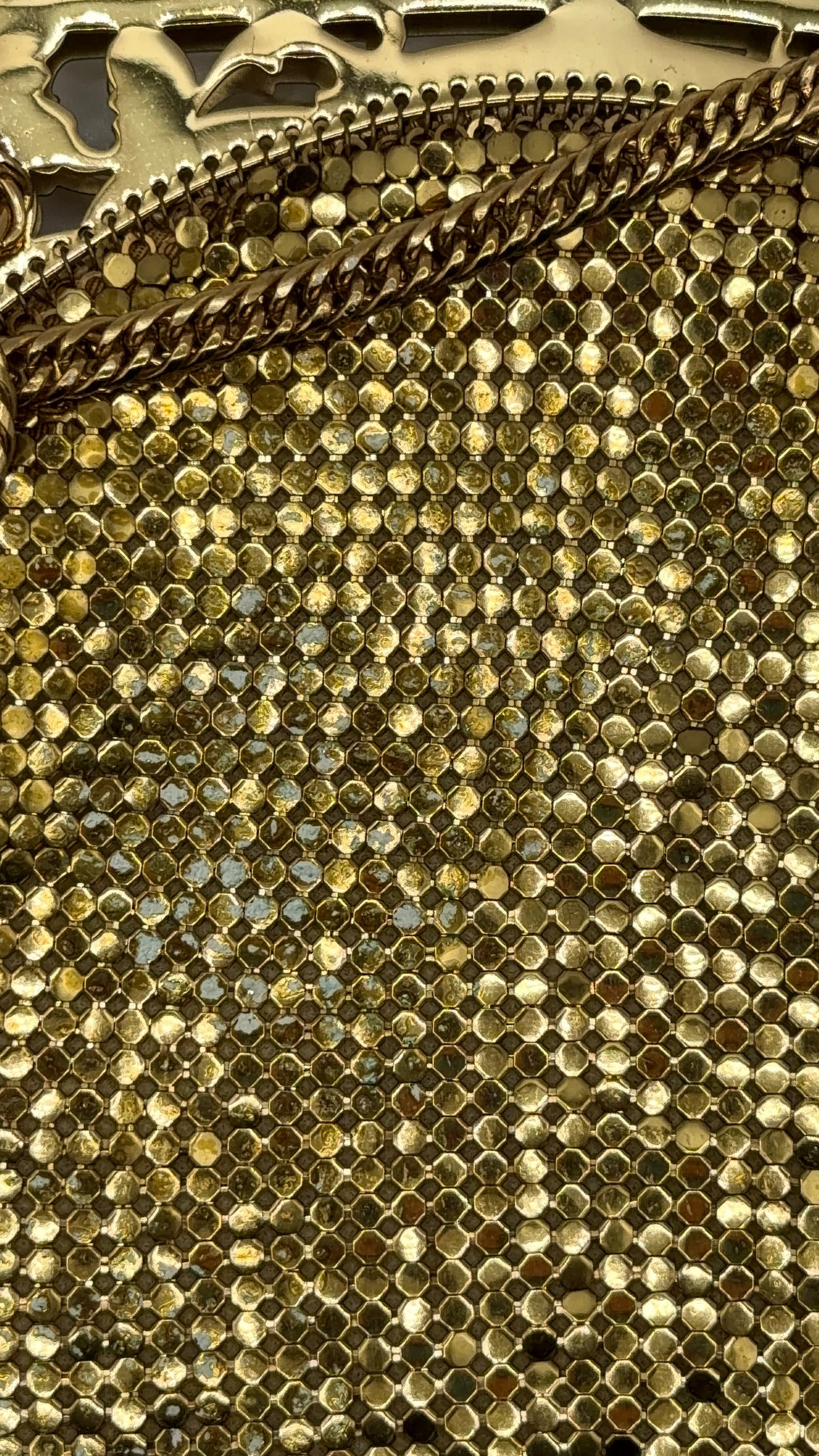 Vintage Whiting & Davis Gold Mesh Chainmail Fringe Bag