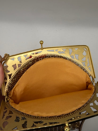 Vintage Whiting & Davis Gold Mesh Chainmail Fringe Bag