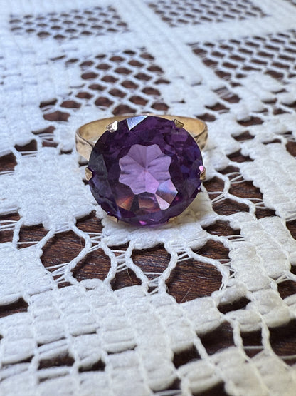 Antique 18K Solid Gold Art Deco 6.90ct Color Change Sapphire Ring
