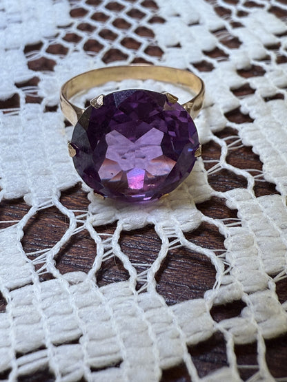 Antique 18K Solid Gold Art Deco 6.90ct Color Change Sapphire Ring