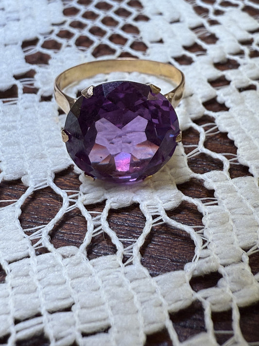 Antique 18K Solid Gold Art Deco 6.90ct Color Change Sapphire Ring