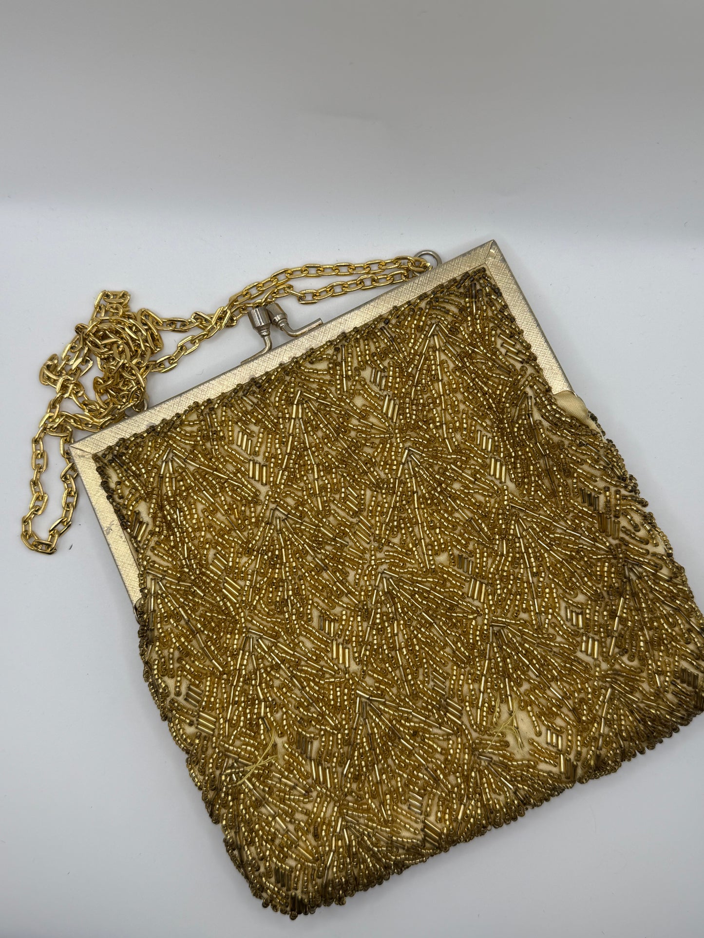 Vintage Golden Midcentury Beaded Frame Bag