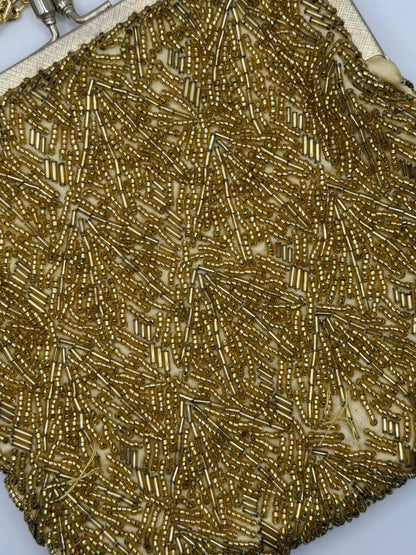 Vintage Golden Midcentury Beaded Frame Bag