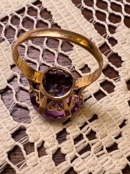 Antique 18K Solid Gold Art Deco 6.90ct Color Change Sapphire Ring