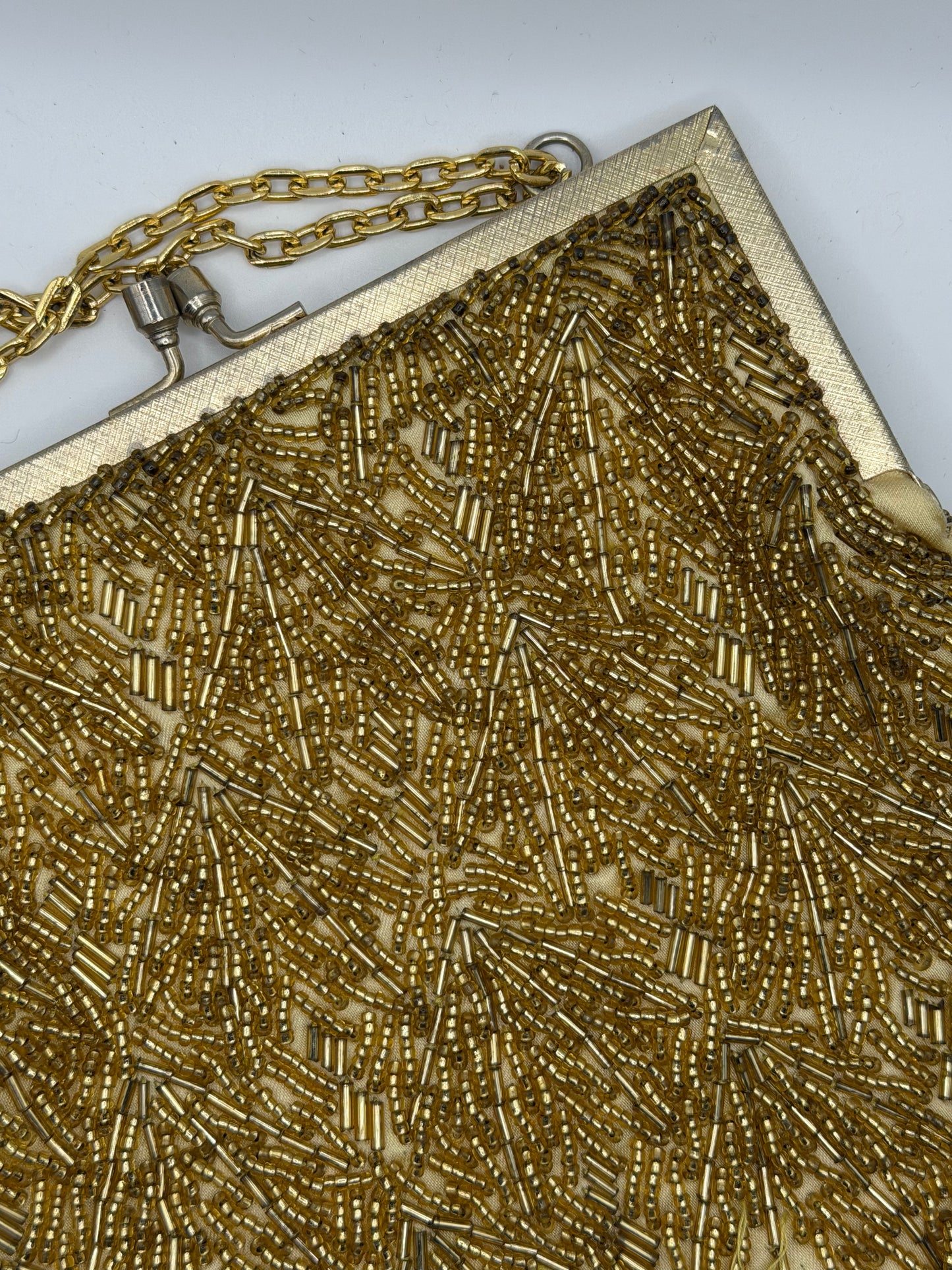 Vintage Golden Midcentury Beaded Frame Bag