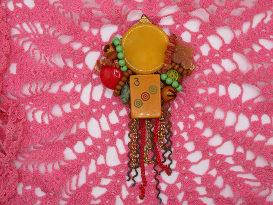 Vintage Sarah Jane Bakelite Collage Pendant Charm