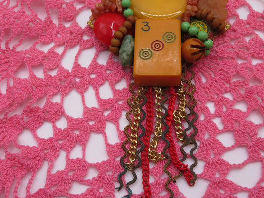 Vintage Sarah Jane Bakelite Collage Pendant Charm