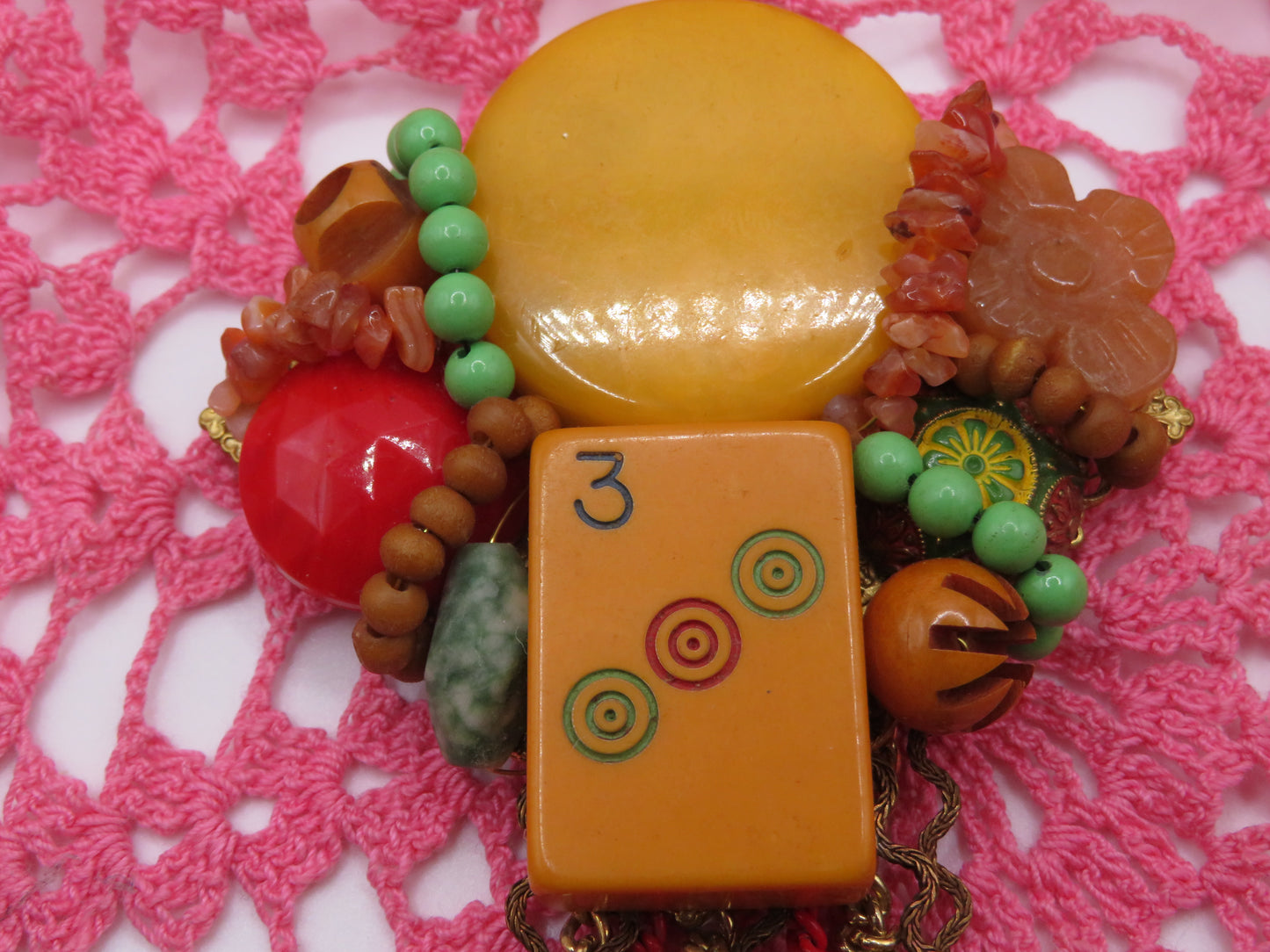 Vintage Sarah Jane Bakelite Collage Pendant Charm