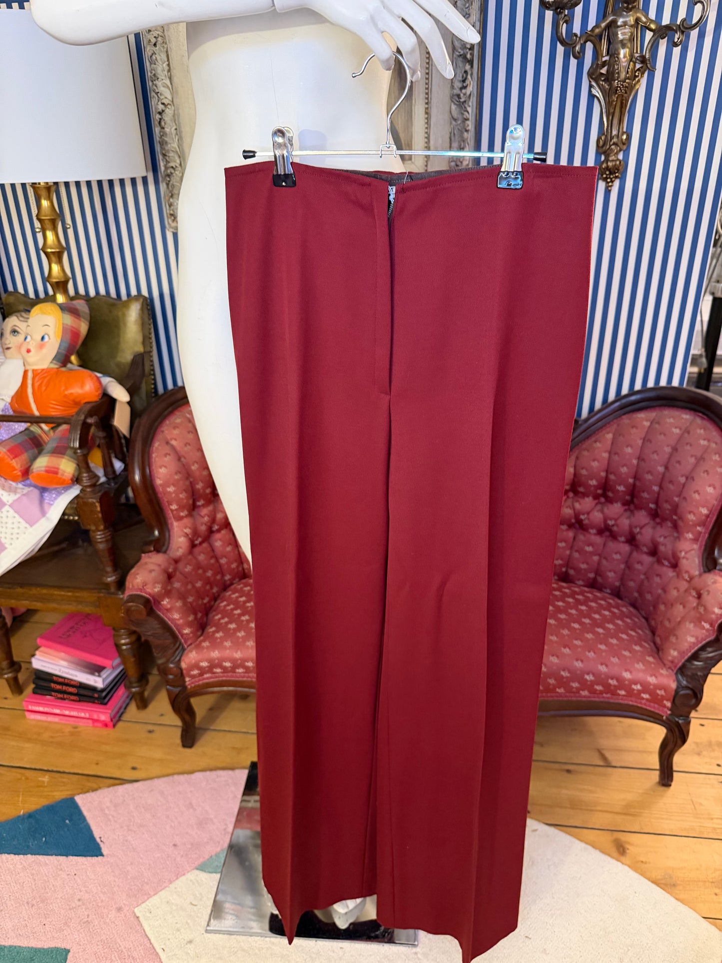 Iris Apfel's Vintage Burgundy Tailored Nina Capri Pants