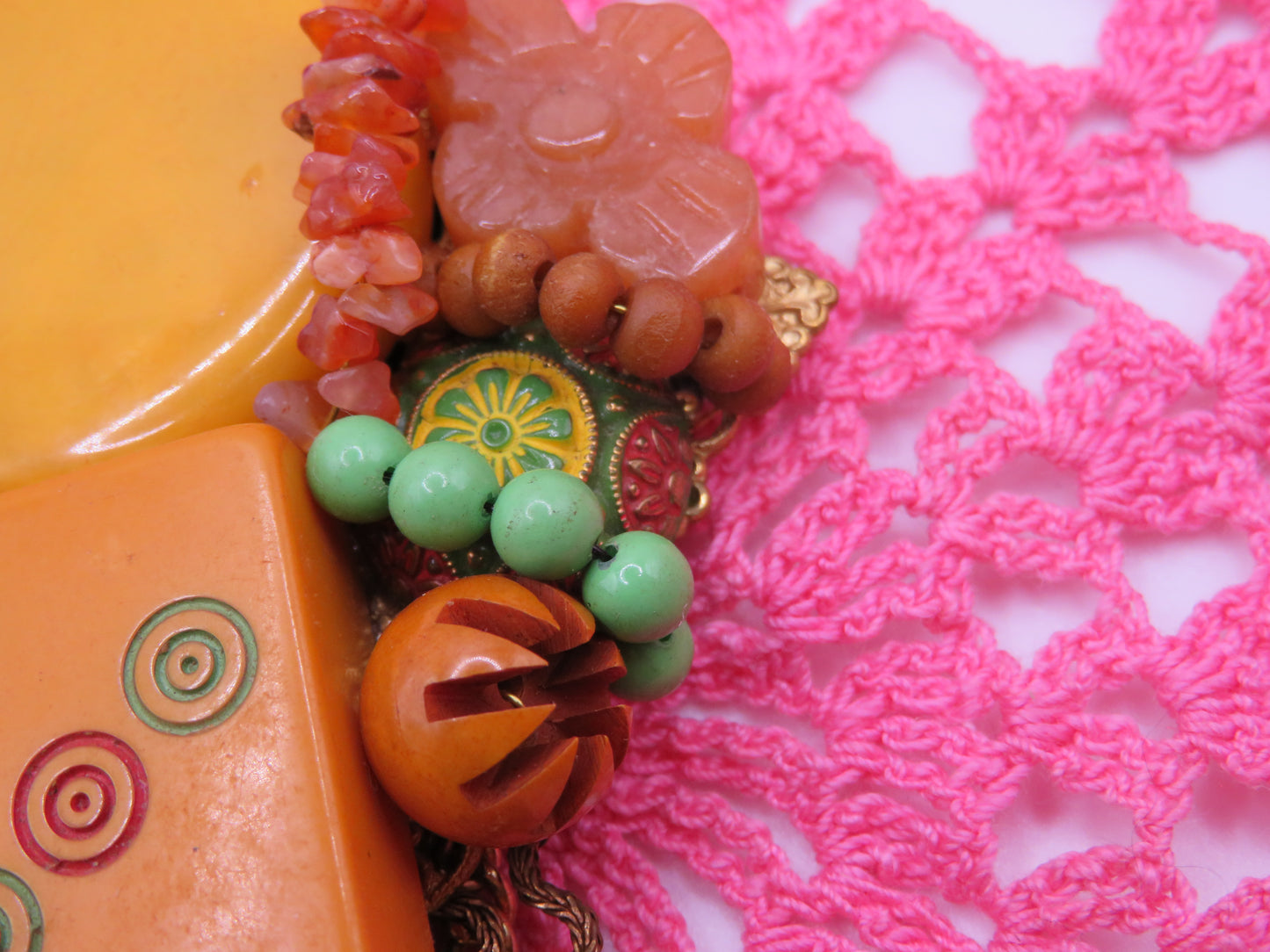 Vintage Sarah Jane Bakelite Collage Pendant Charm