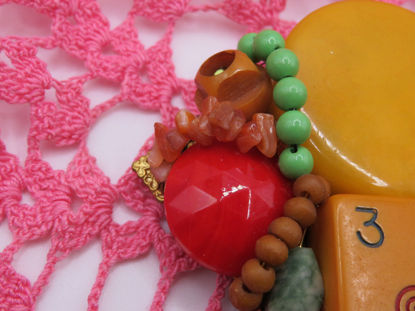 Vintage Sarah Jane Bakelite Collage Pendant Charm