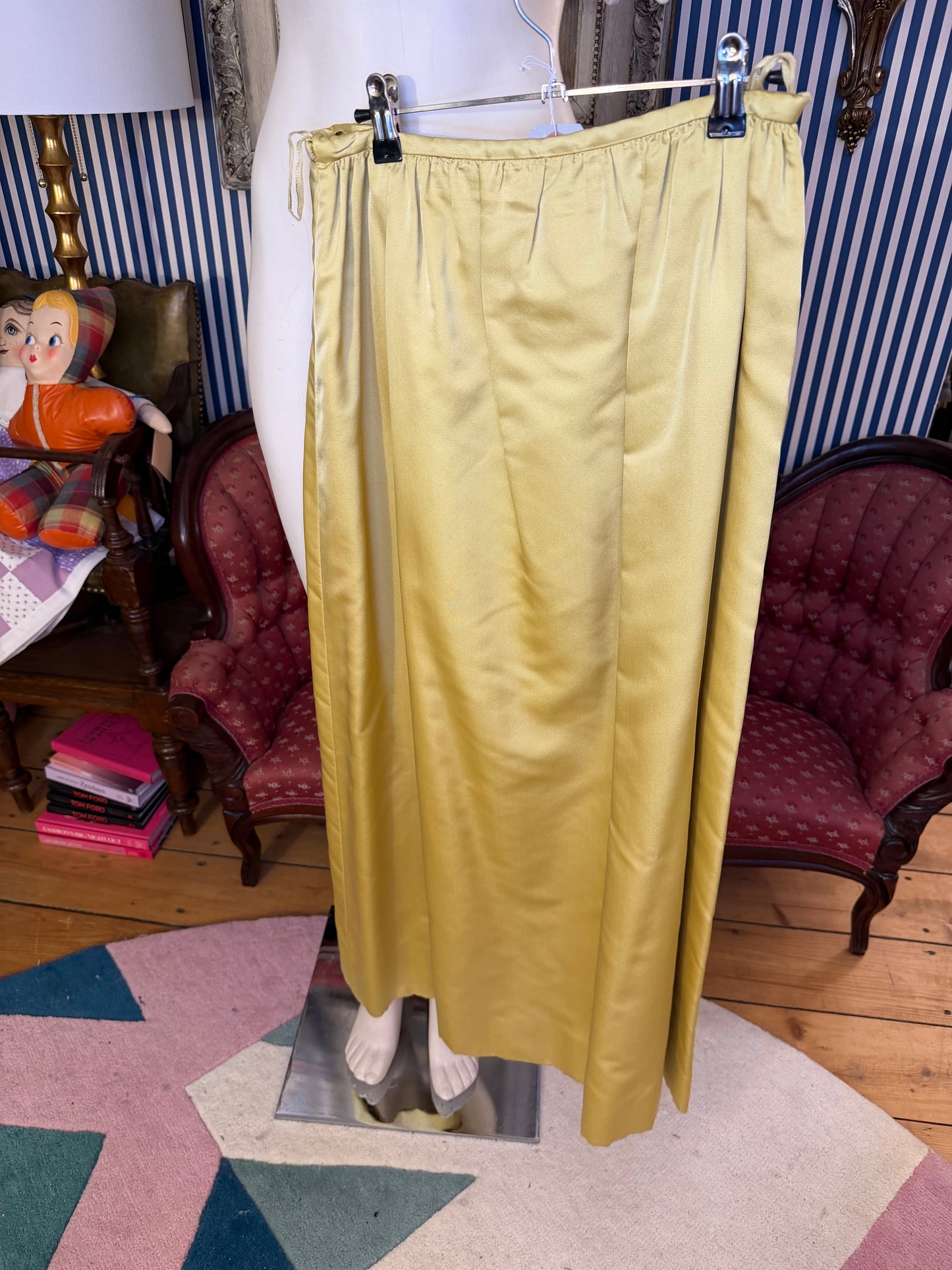 Iris Apfel's Vintage Butter Yellow Custom Silk Maxi Skirt