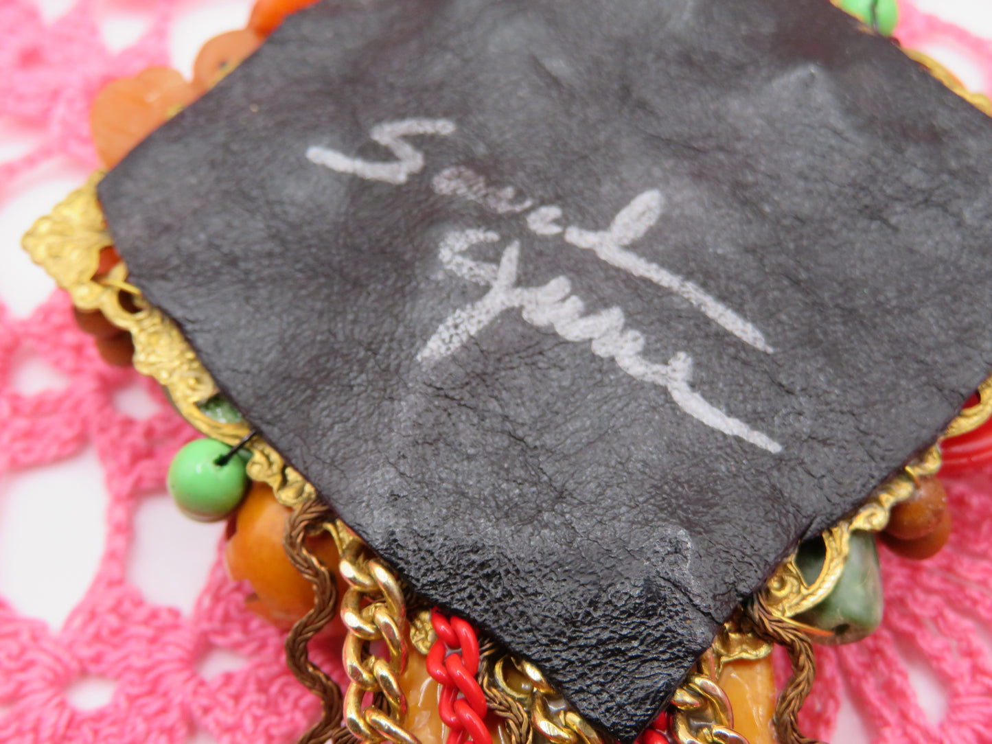 Vintage Sarah Jane Bakelite Collage Pendant Charm