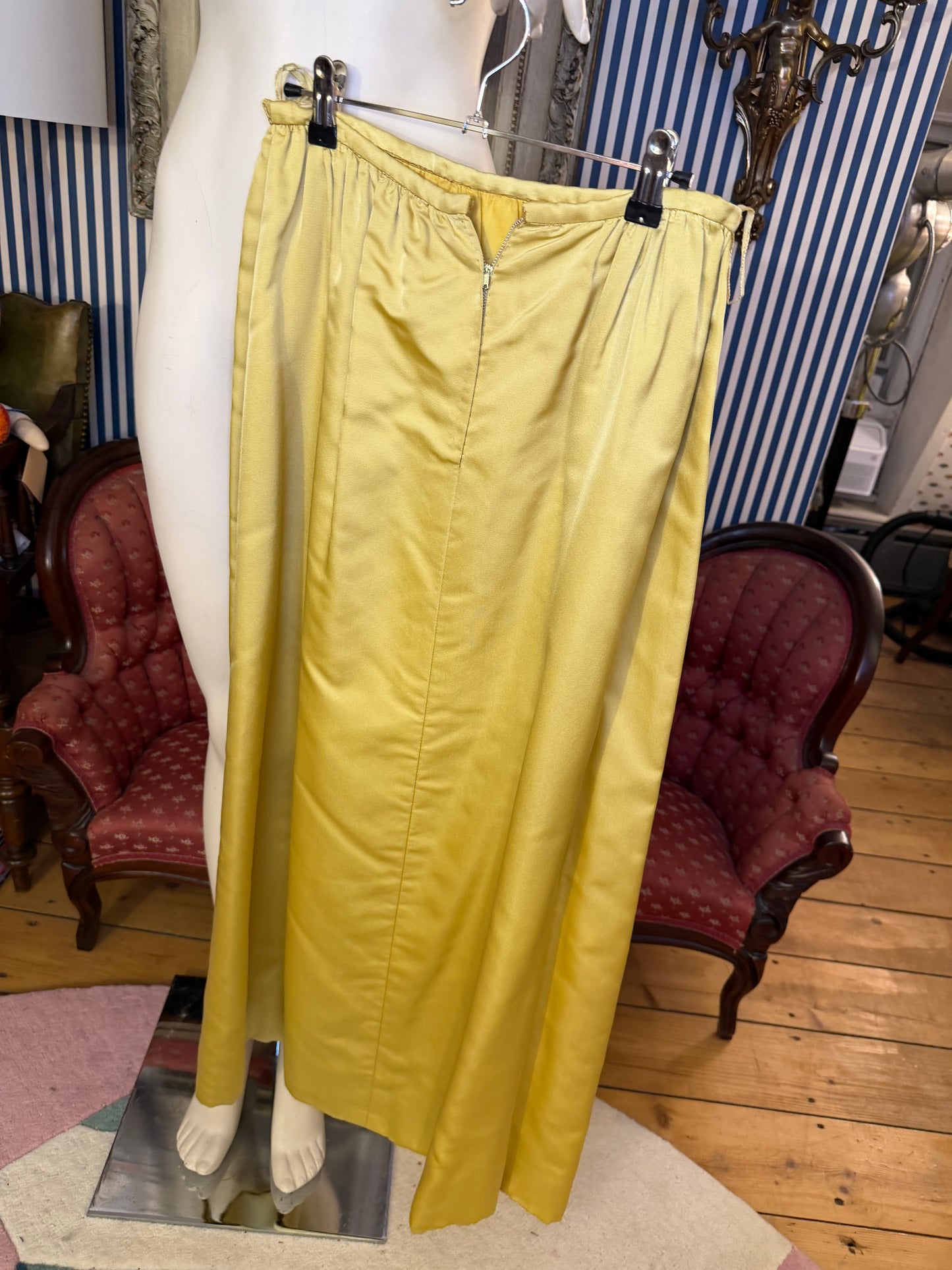Iris Apfel's Vintage Butter Yellow Custom Silk Maxi Skirt