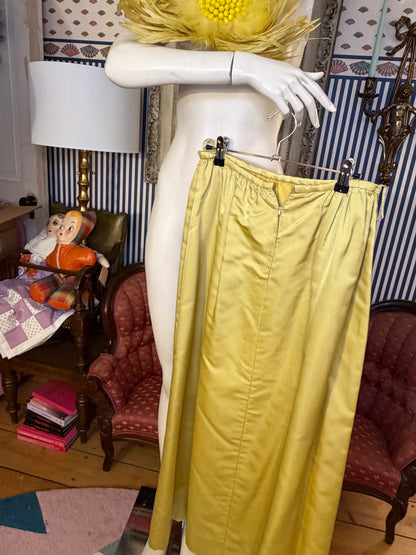 Iris Apfel's Vintage Butter Yellow Custom Silk Maxi Skirt