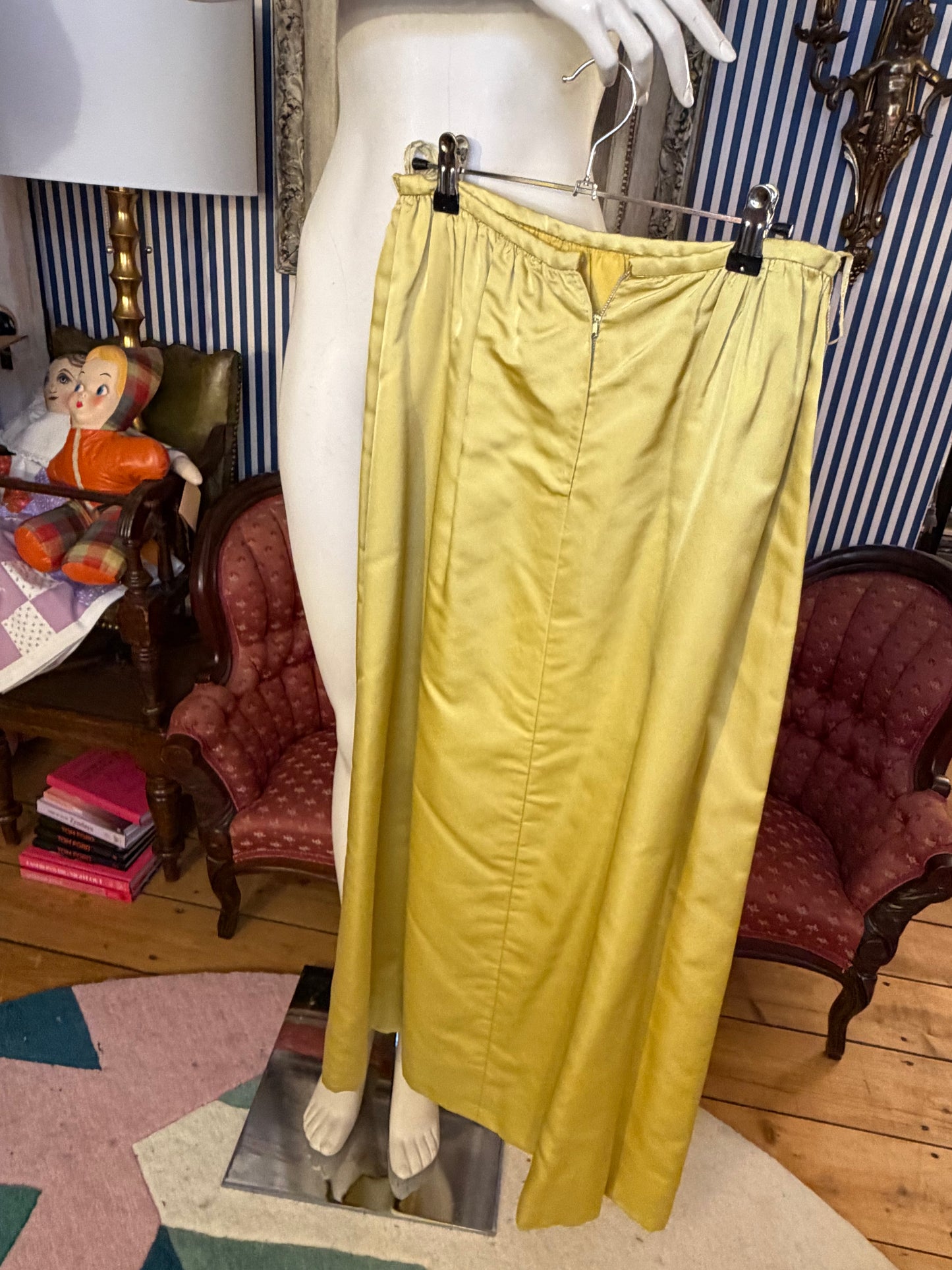 Iris Apfel's Vintage Butter Yellow Custom Silk Maxi Skirt