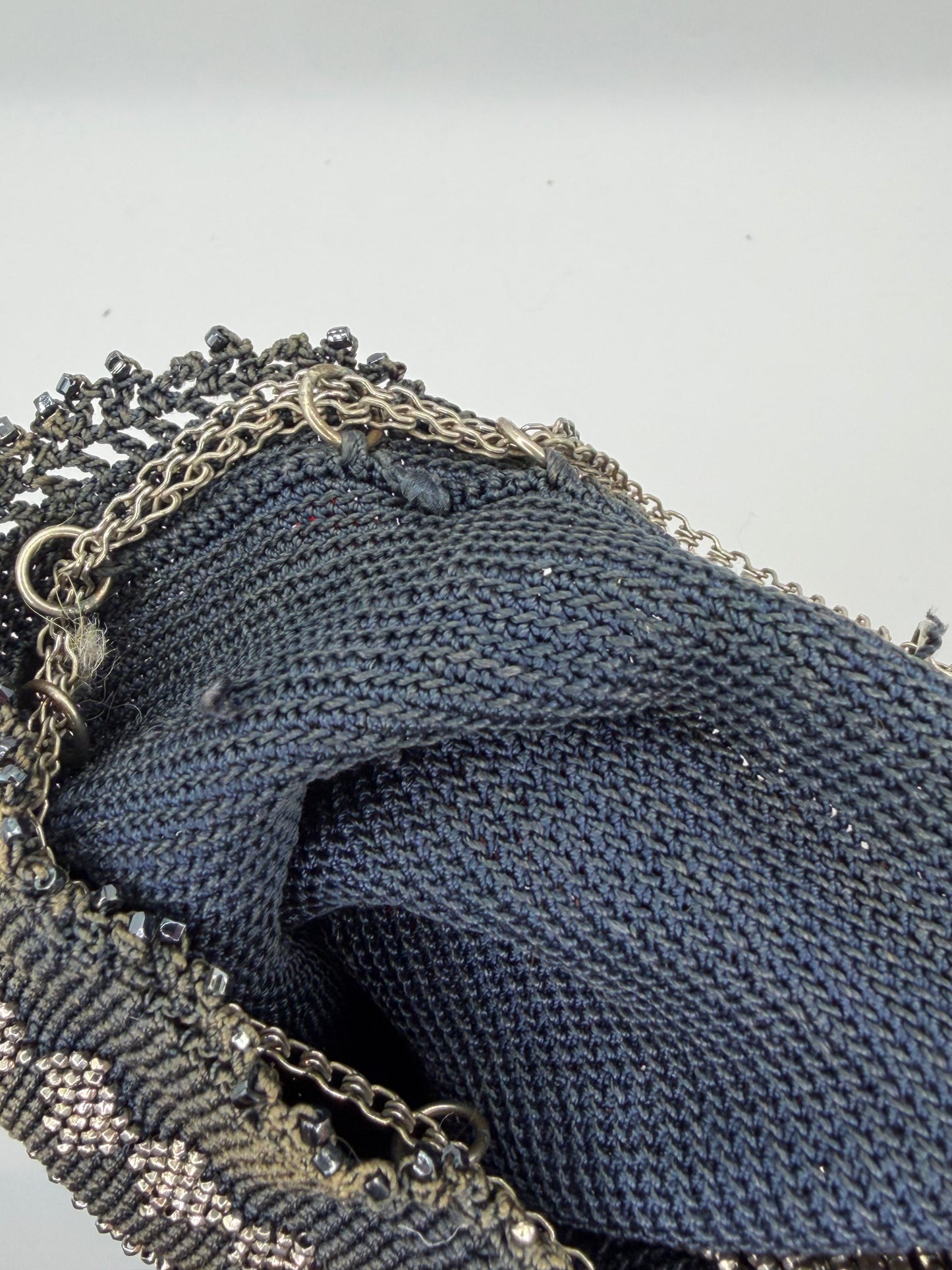 Antique French Cut Steel Beaded Reticule Bag, c. 1900–1920s