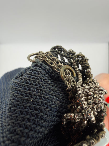 Antique French Cut Steel Beaded Reticule Bag, c. 1900–1920s