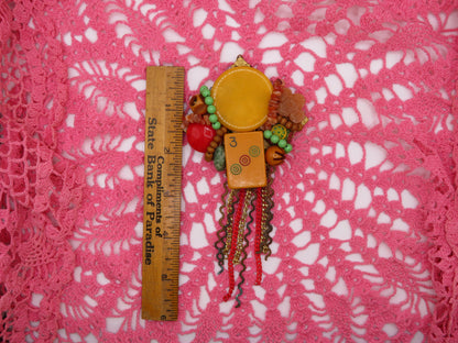 Vintage Sarah Jane Bakelite Collage Pendant Charm
