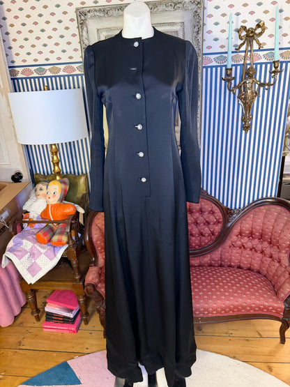 Iris Apfel's Vintage Nina Ricci Haute Couture Black Gown with Crystal Buttons